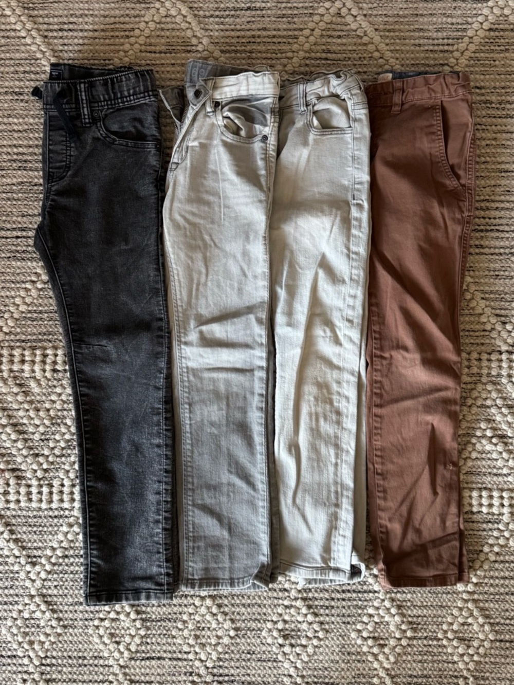 Set of 4 Slim Jeans in Black, Light Gray, Off-White, and Brown